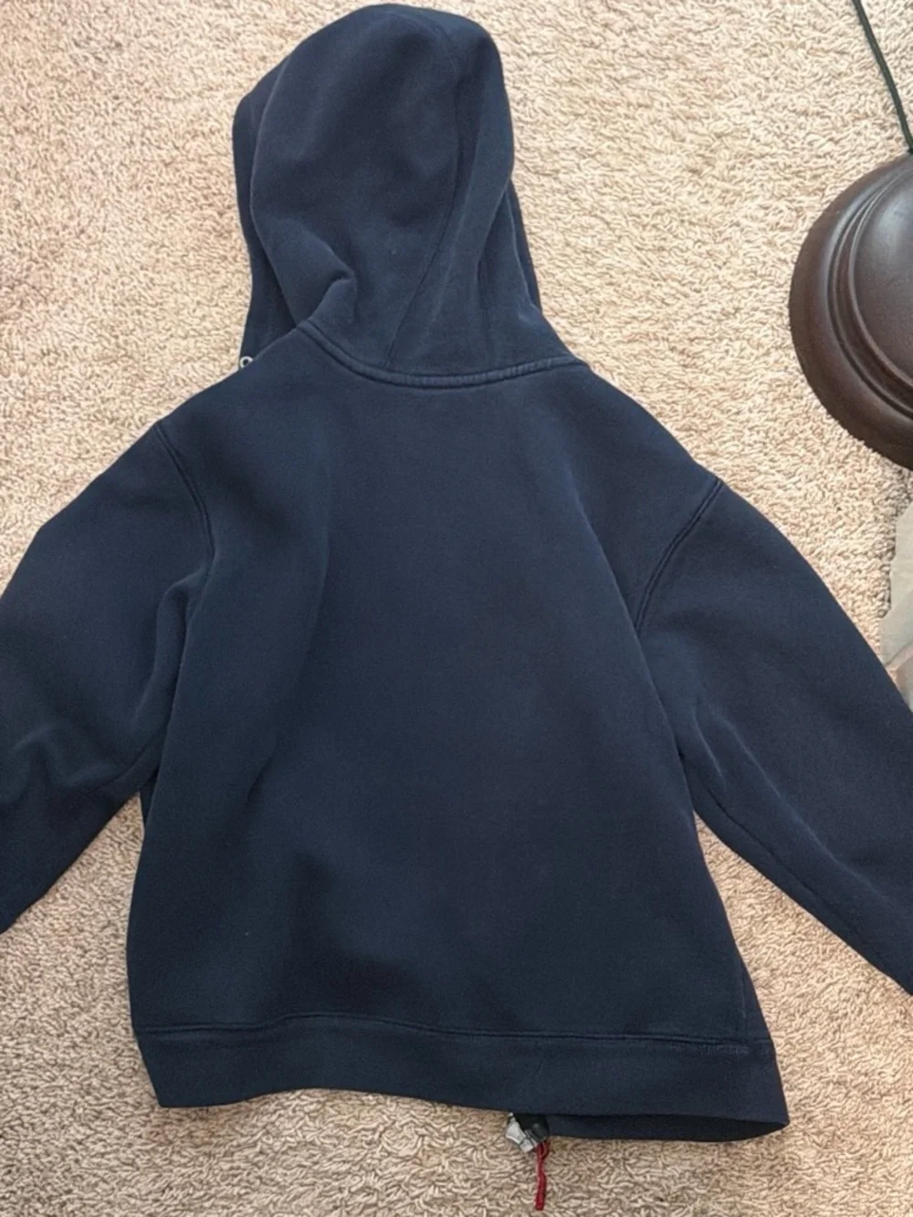 Navy Hooded Zip Sweatshirt with Crest